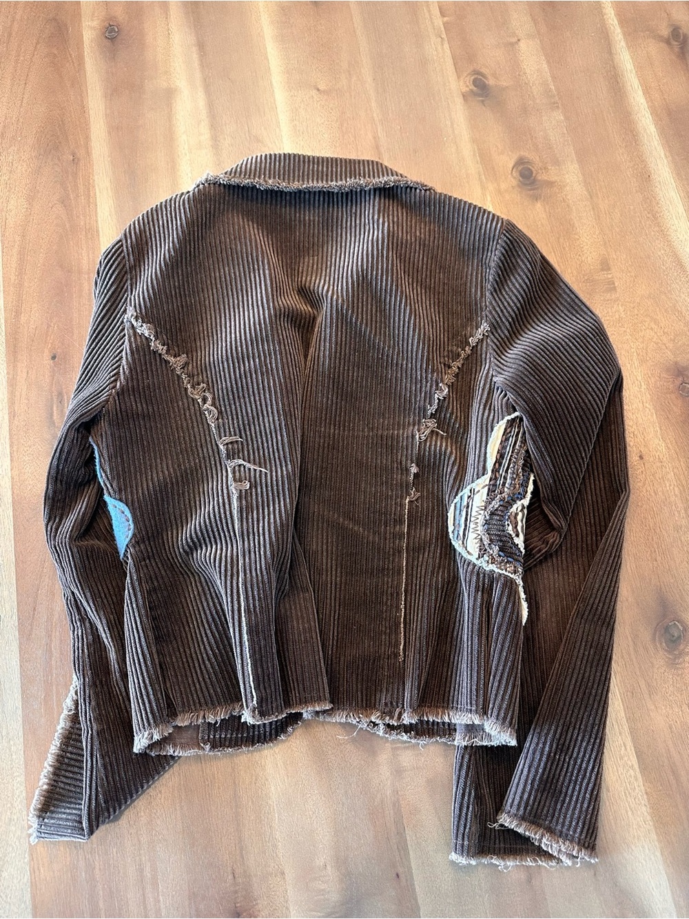 ivy jane Brown Corduroy Blazer with Blue & Cream Floral Appliqués - Picture 3 of 4